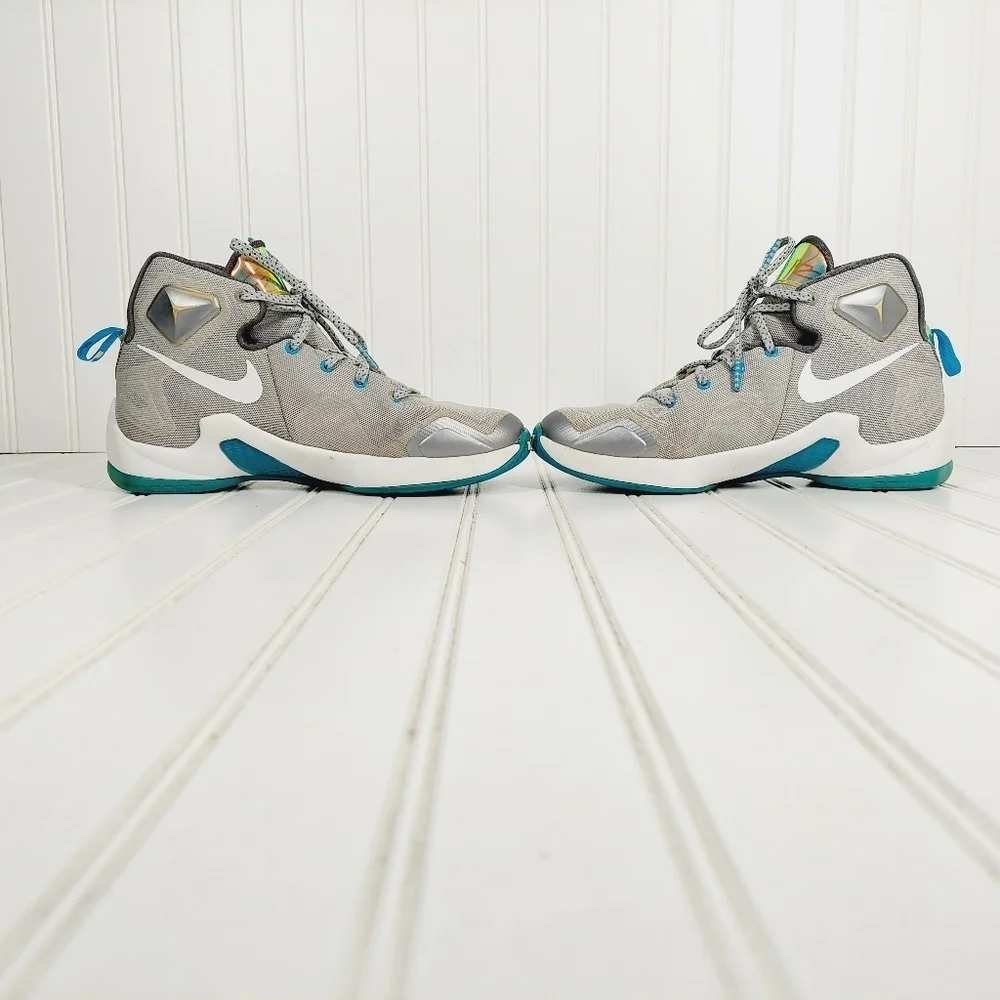 Nike LeBron 13 Blue Lagoon III Hologram Kids Lace Up Athleisure Sneakers B208